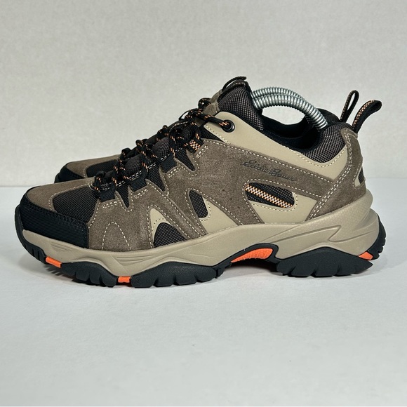 New Eddie Bauer Trail Hiking Outdoor Sneaker Leather Brown/ Orange Shoe; Men’s 8 - Picture 3 of 16